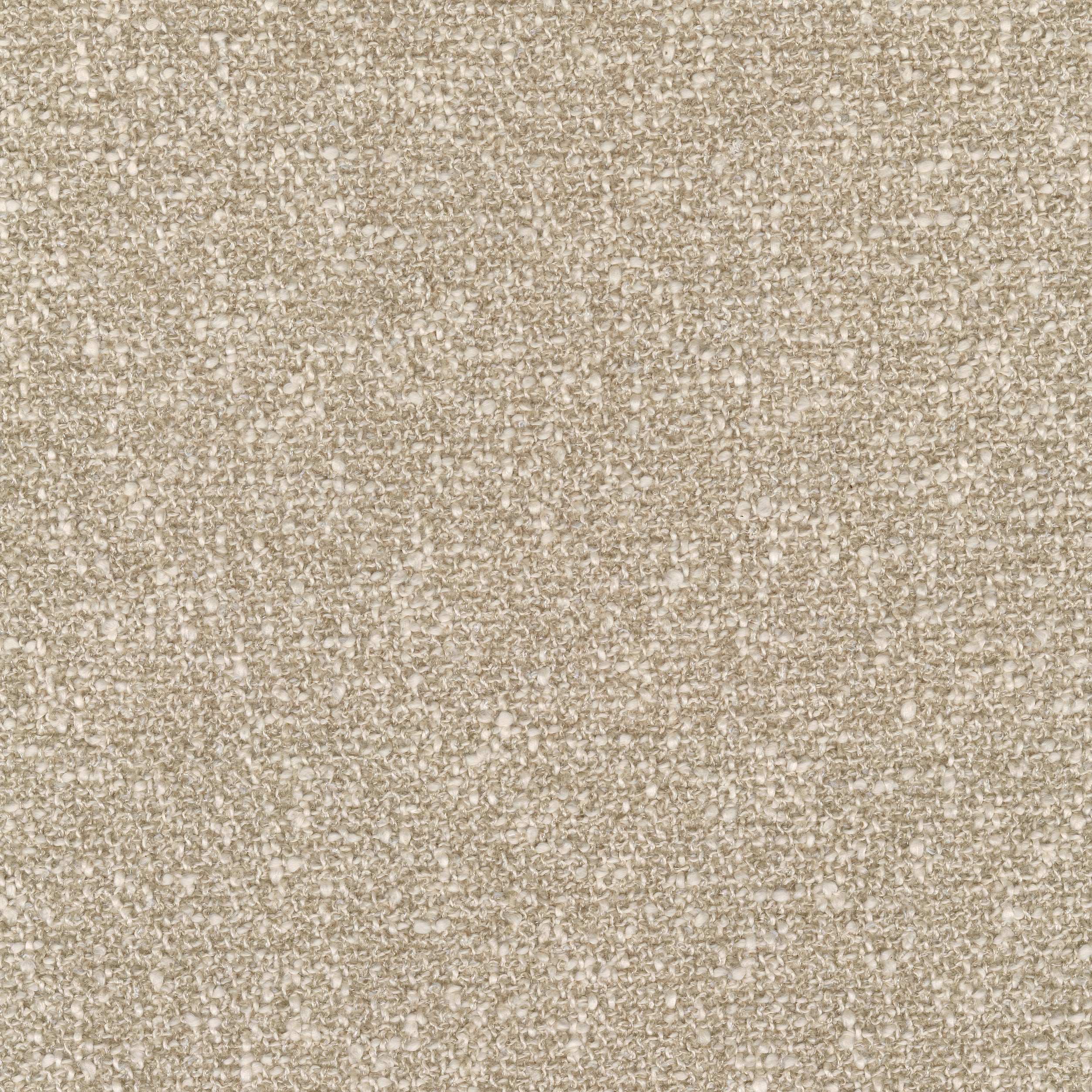 A close-up image of a textured bouclé fabric swatch in a blend of light beige and cream, showing the looped and woven fibres.
