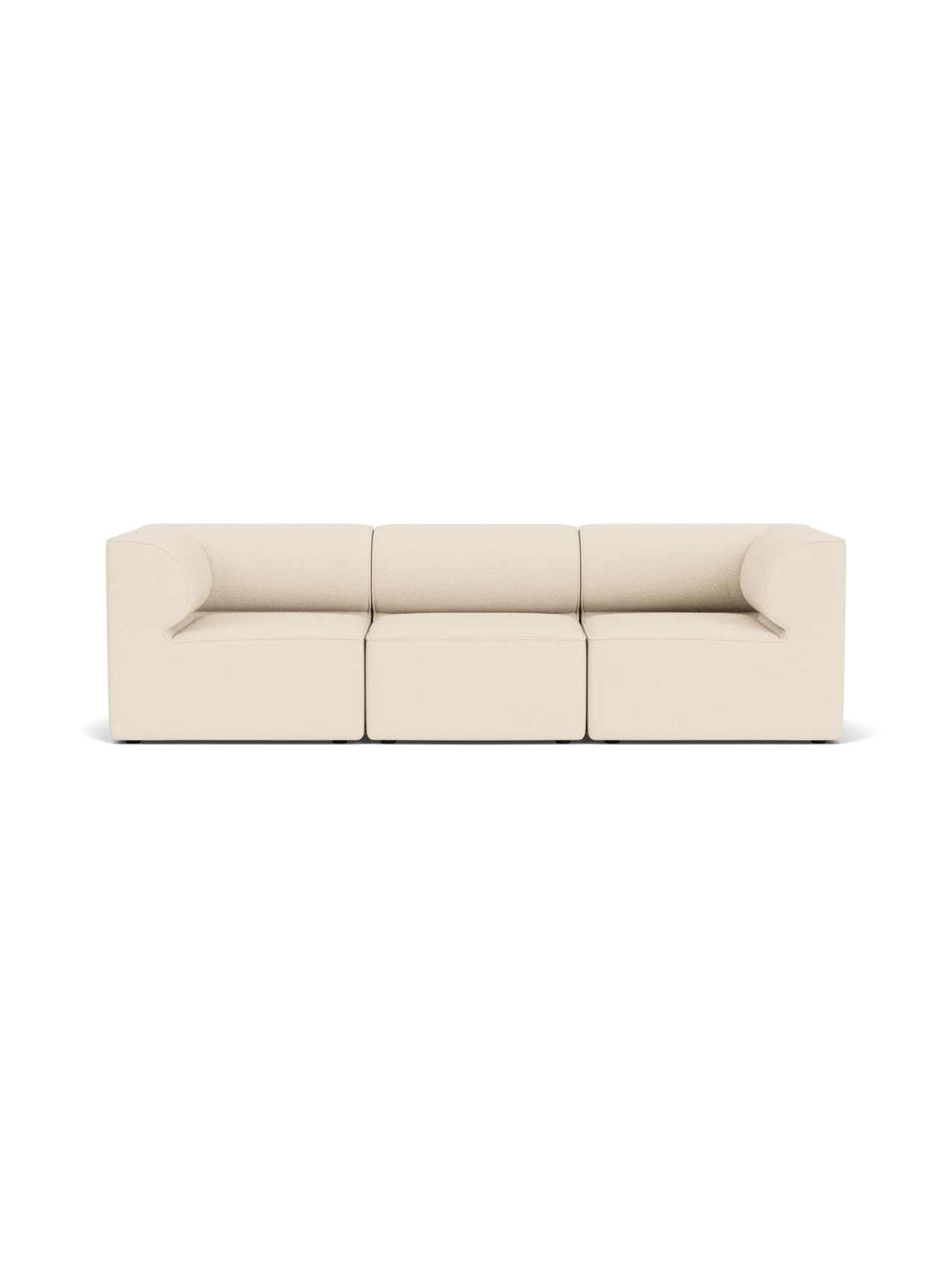 A front view of the Eave Modular Sofa, 86, 3 Seater in a light cream Logan Jasmine fabric, showing its three modules.