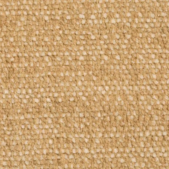 Close-up of beige boucle fabric with textured woolen loops and small cream flecks, warm natural tones.