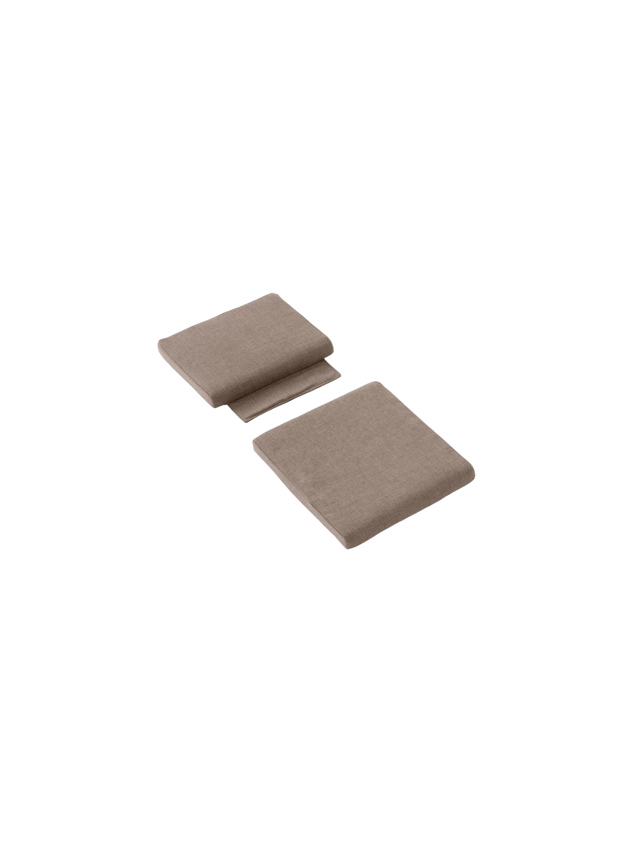 Bloss Garden Dining Chair Cushion Set in soft taupe textile, shown from an angle against a black background.