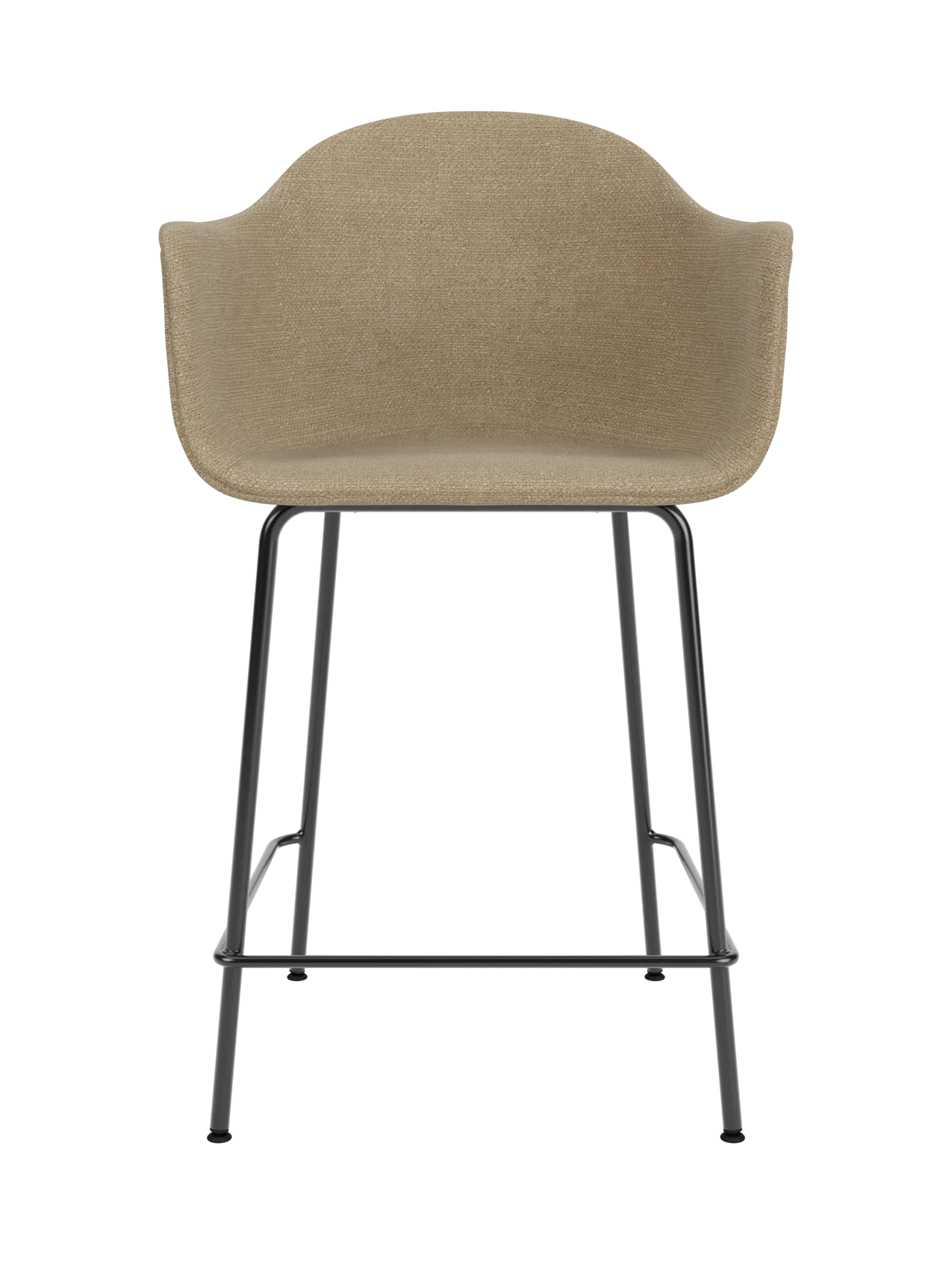 Harbour Counter Chair in beige Audo Bouclé 02 upholstery with slender black powder-coated steel legs.