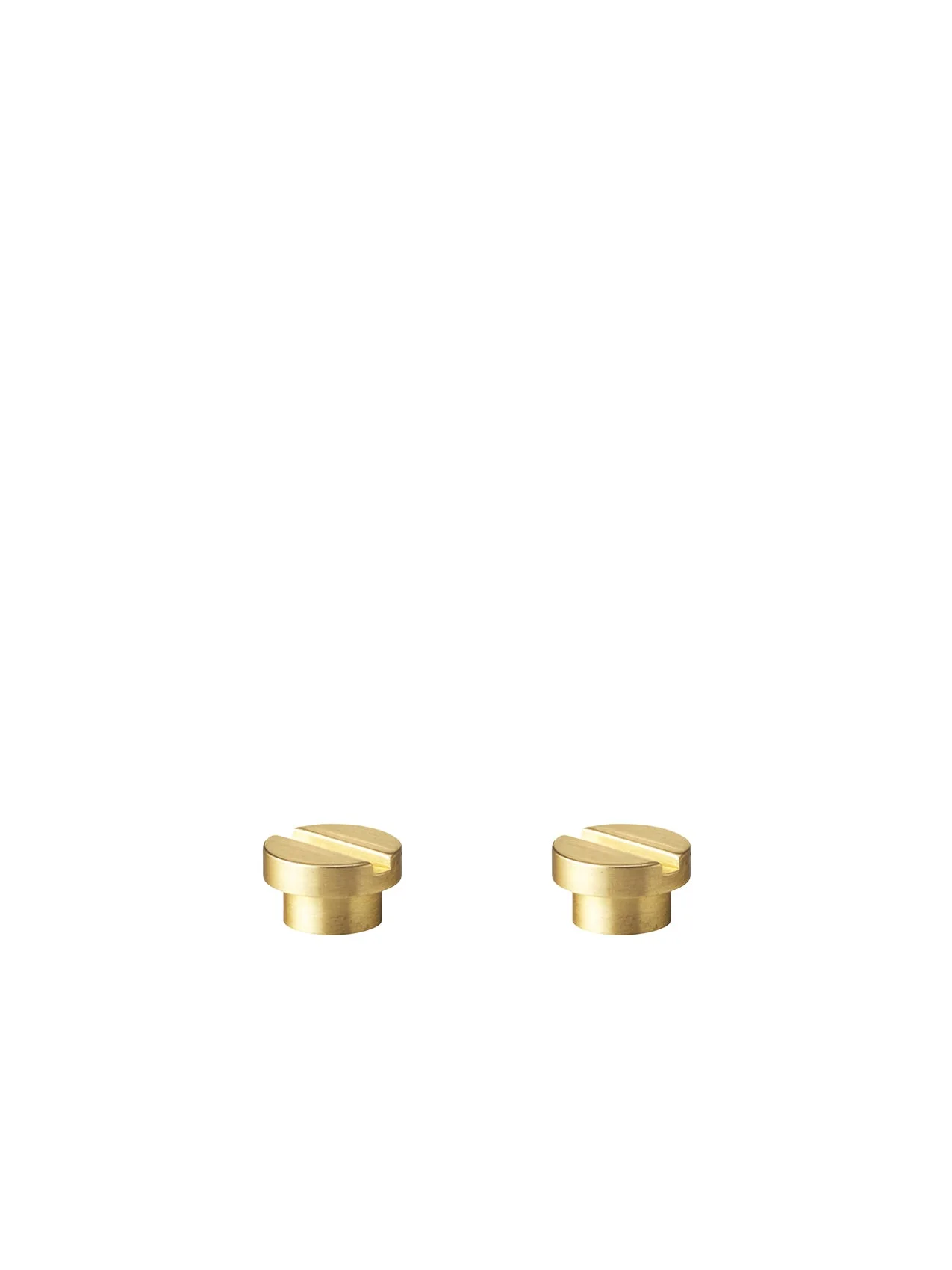 A close-up shot of two flat-head brass screws for the Warren Wall Lamp, shown side by side on a plain white background.
