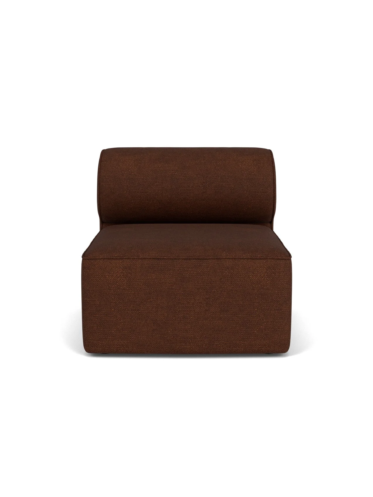 Front view of the Eave Modular Sofa, 96, Open Section. An armless module with a low back in textured dark brown fabric.