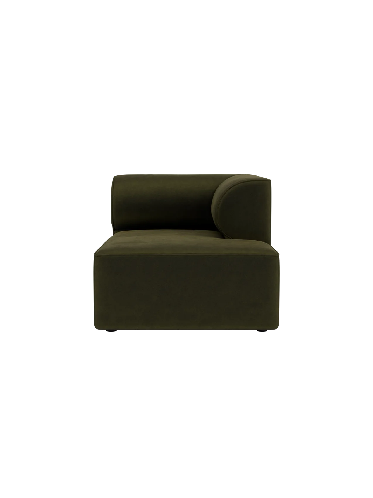 Dark olive green Eave Modular Sofa Chaise Longue in Champion 035 fabric with a low-slung, curved profile.
