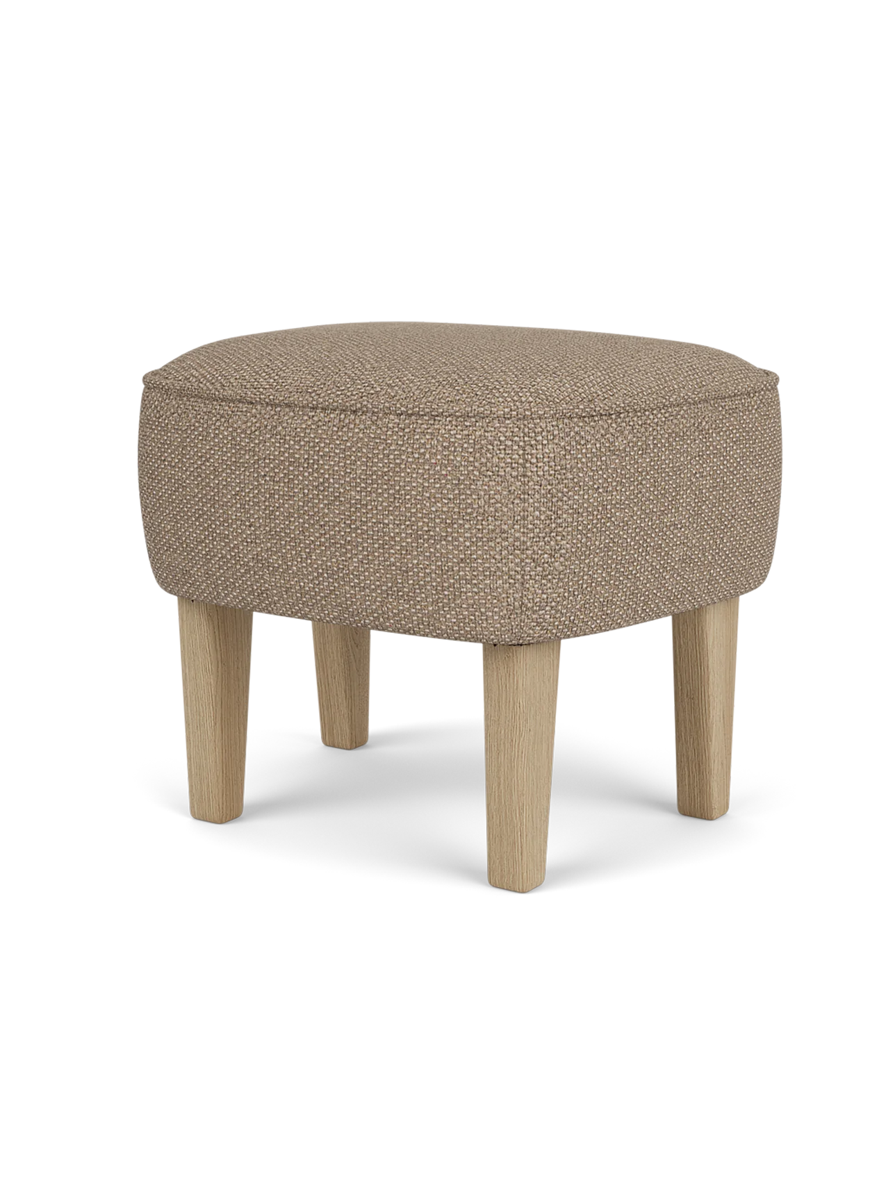Ingeborg Ottoman in Logan Flint textured textile with natural oak legs, designed by Flemming Lassen.