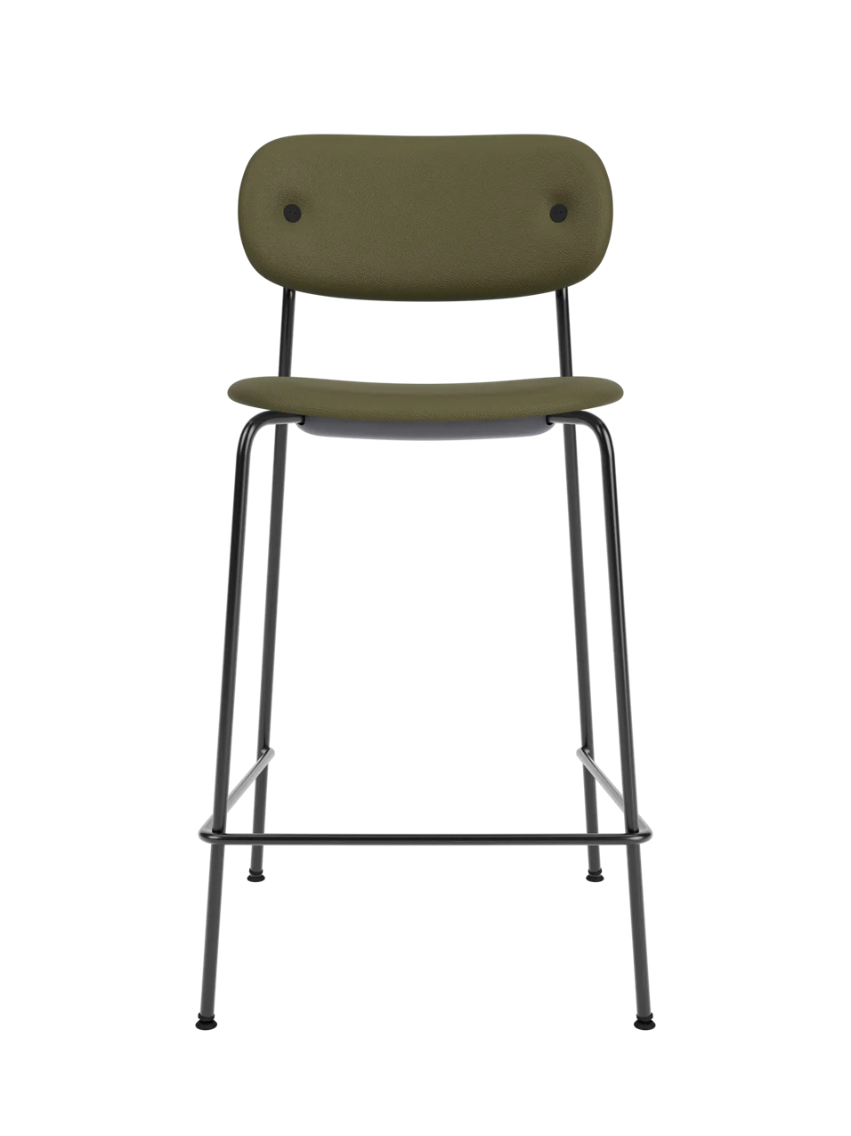 Co Counter Chair, Fully Upholstered in Sierra 0441 upholstery with a black steel frame.
