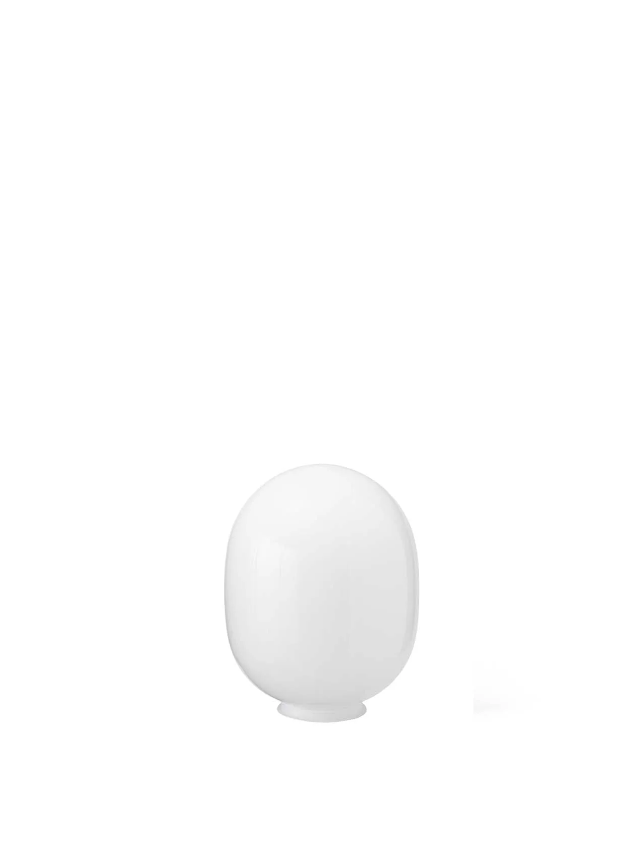 A shiny, white oval glass replacement shade for the small JWDA Table Lamp, shown against a plain white background.