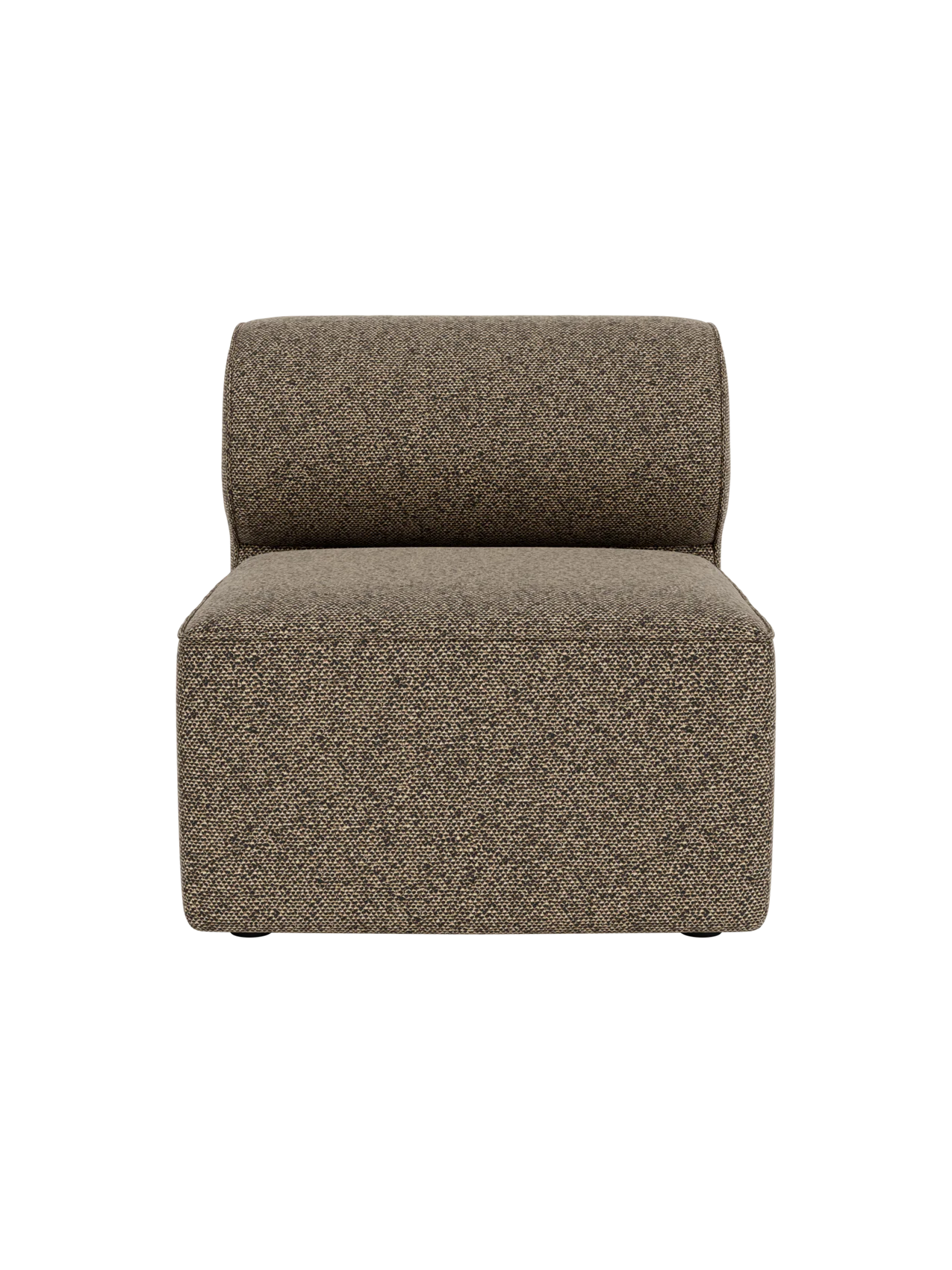 Front view of the Eave Modular Sofa, 86, Open Section, upholstered in a textured brown/black fabric, on a black background.