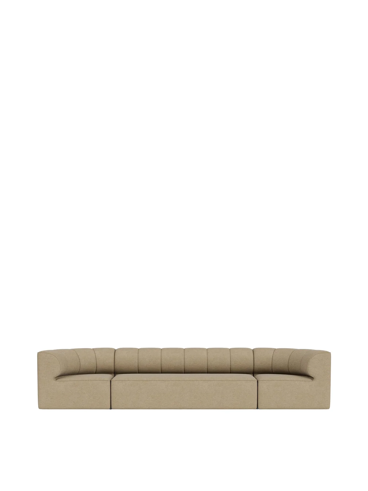 Front view of the Eave Seamline Modular Sofa 86, a 4-seater configuration in a light brown fabric against a plain background.