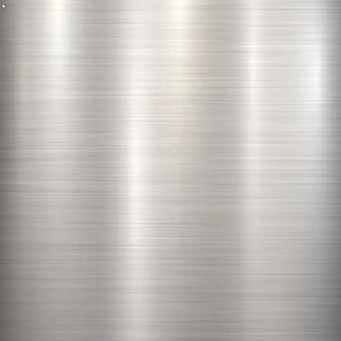 A close-up image of a brushed chrome steel surface, showing a horizontal grain and vertical bands of reflected light.