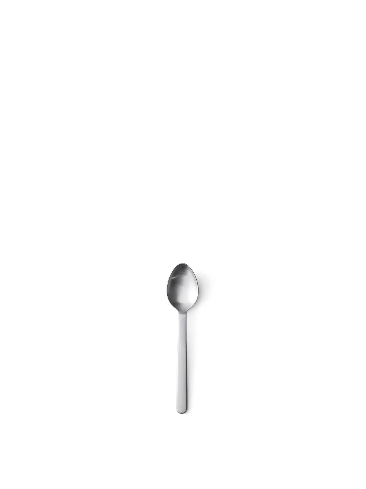 A New Norm Spoon in brushed steel, photographed from directly above against a clean white background.