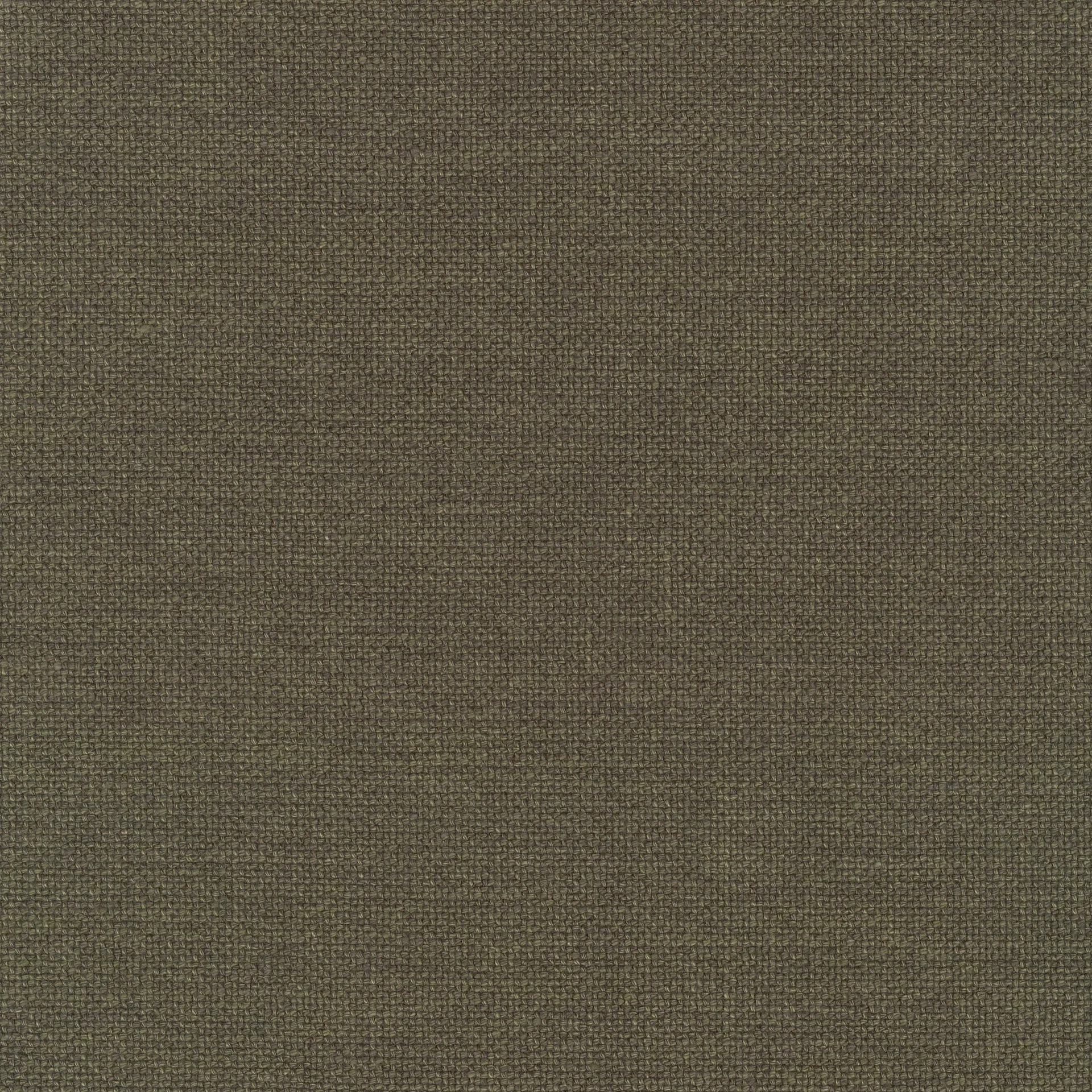 Olive-green woven linen upholstery fabric with tight basket-weave texture