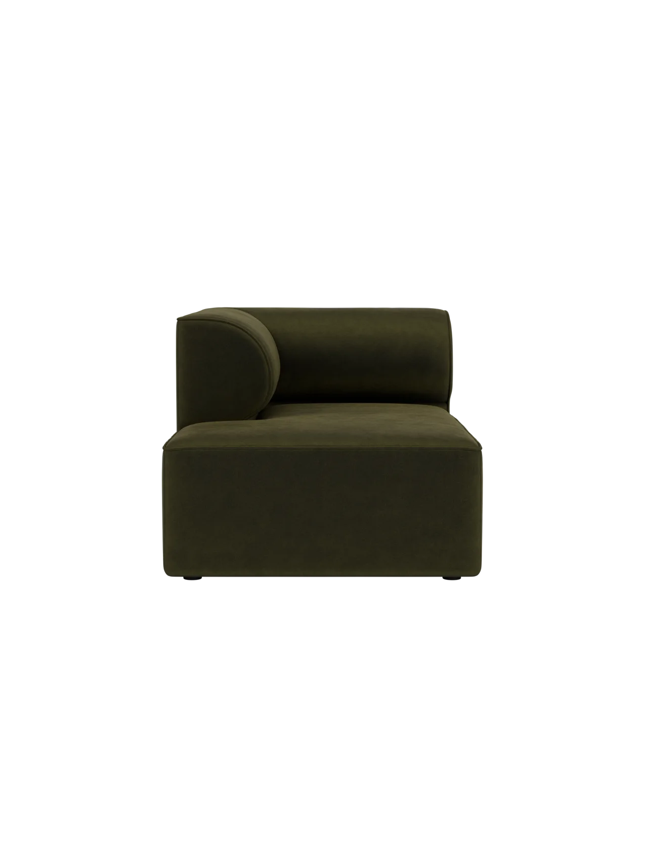 Eave Modular Sofa 86 Chaise Longue in olive Champion 035 fabric, featuring a curved arm and low-slung silhouette.