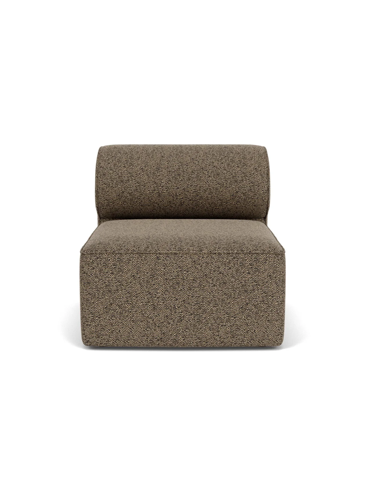 Front view of Eave Modular Sofa, 96, Open Section, upholstered in a brown textured Safire fabric against a white background.
