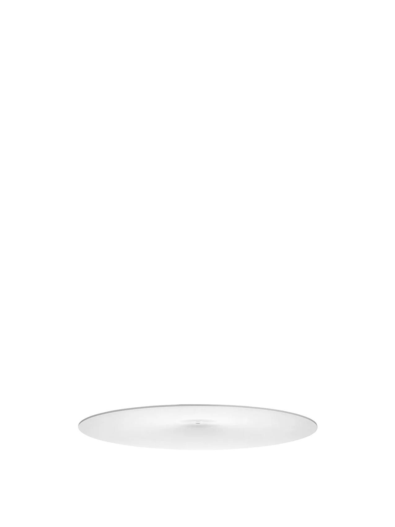 A white, circular Levitate Glass Shade, 40, pictured from a low angle against a plain white background.