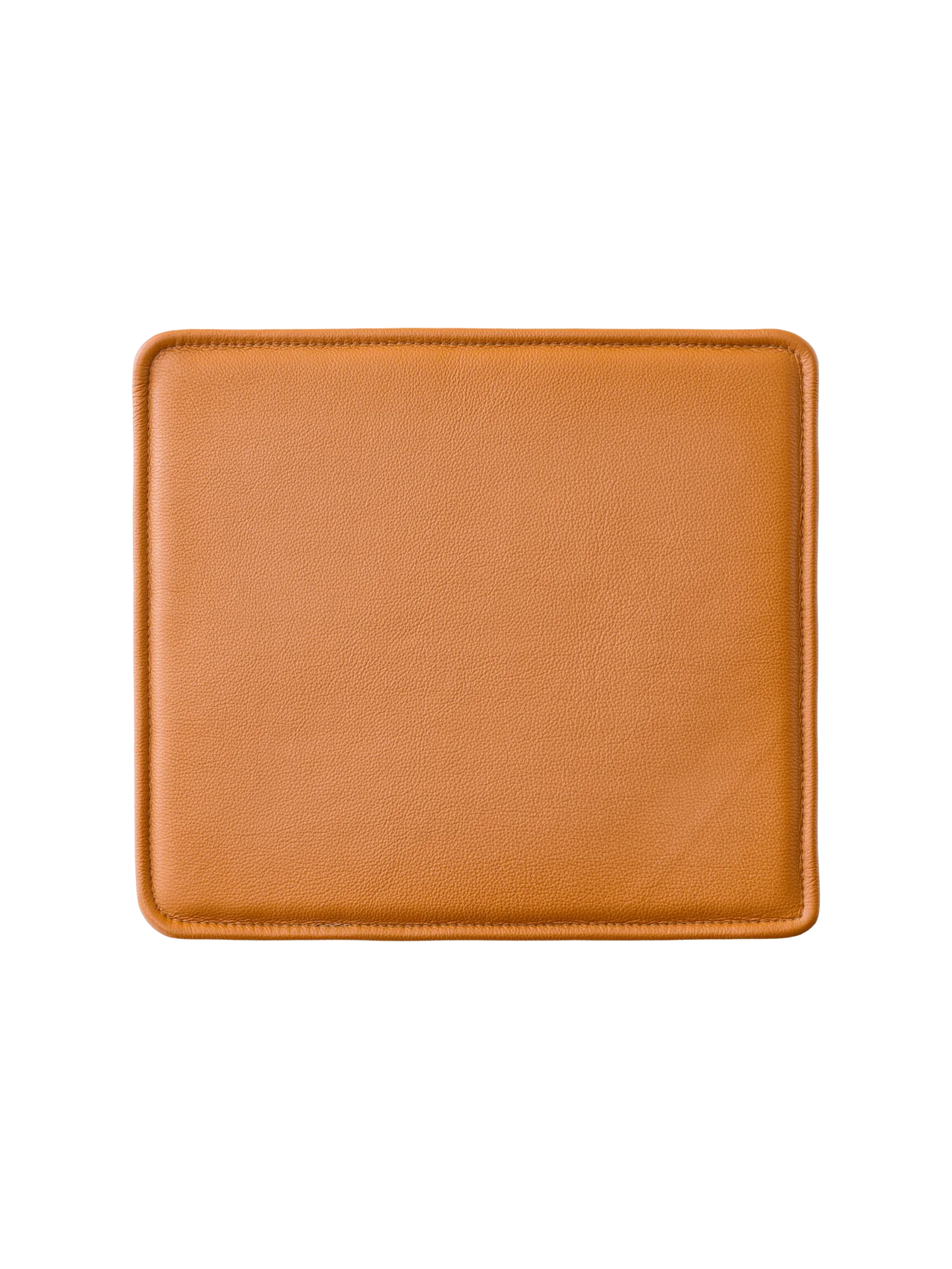 Mauro Dining Chair Seat Cushion in Madras Cognac leather with a textured surface and rounded corners.