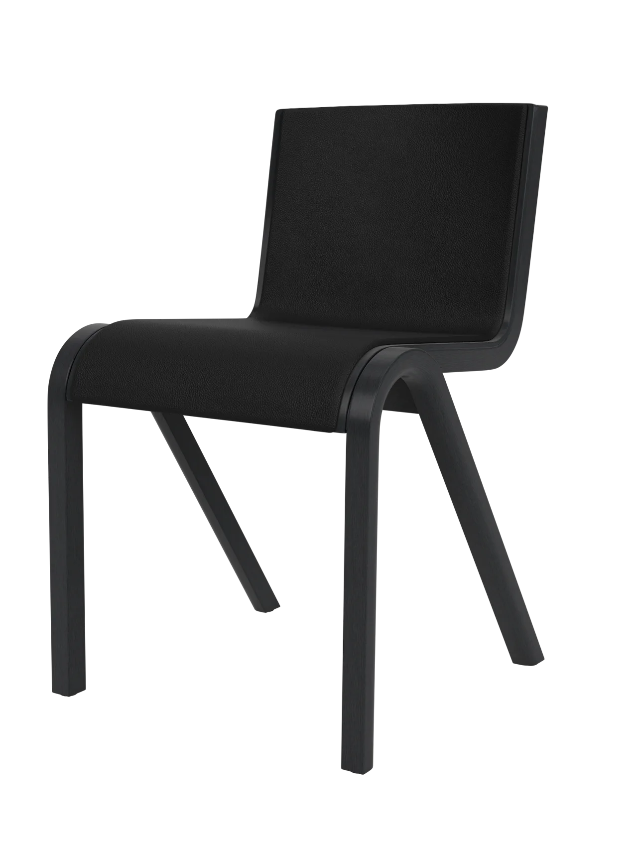 Ready Dining Chair, Front Upholstered in black Sierra 1001 leather with a matching black painted oak frame.