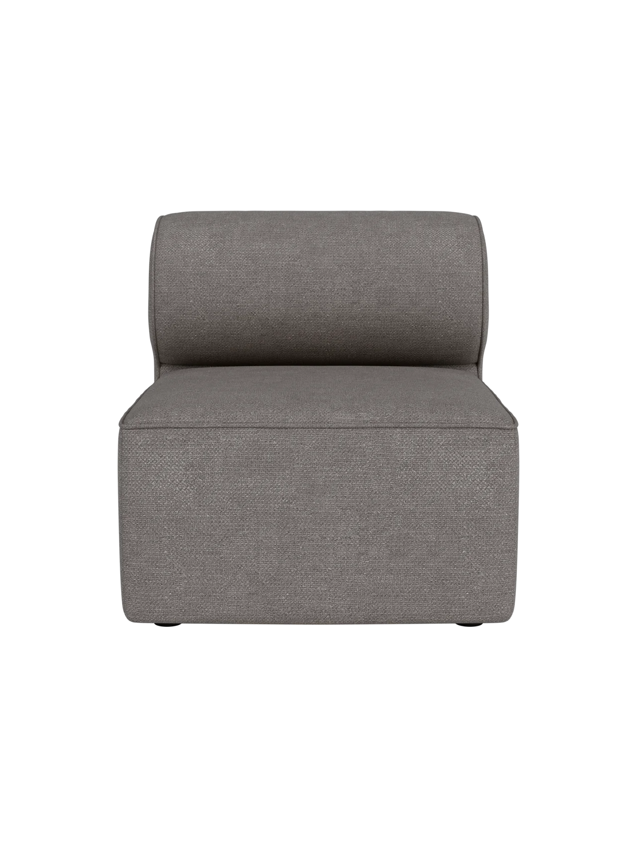 Front view of the Eave Modular Sofa, 86, Open Section in textured grey Audo Bouclé 16 fabric against a black background.
