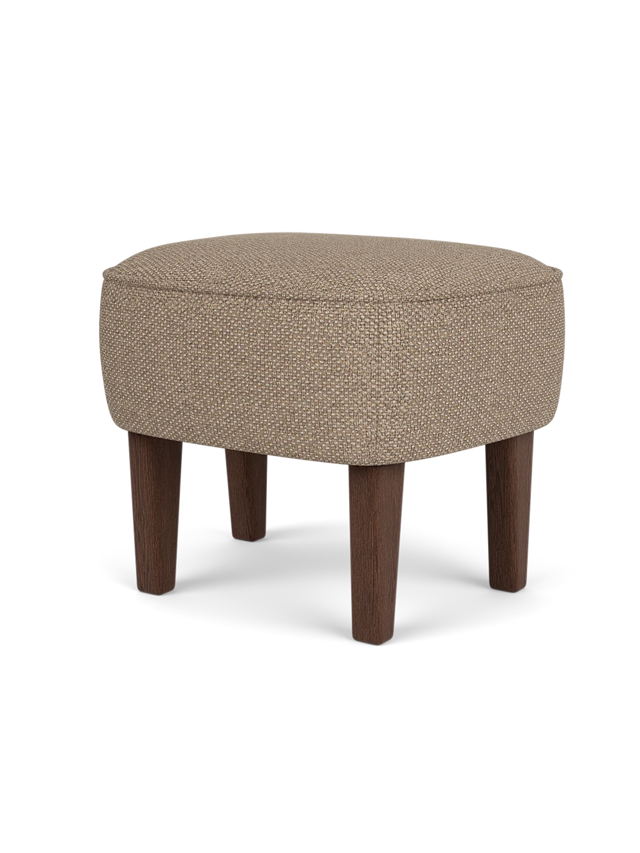 Ingeborg Ottoman in textured Logan Flint textile with dark stained oak legs, designed by Flemming Lassen.