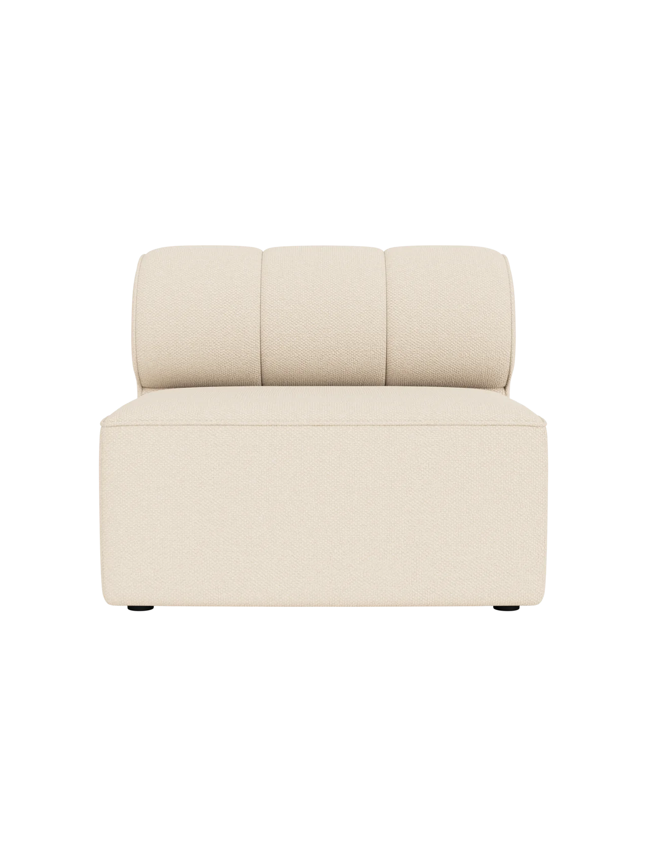 A top-down view of the Eave Seamline Modular Sofa, 86, Open Section, upholstered in a light cream Logan Jasmine fabric.