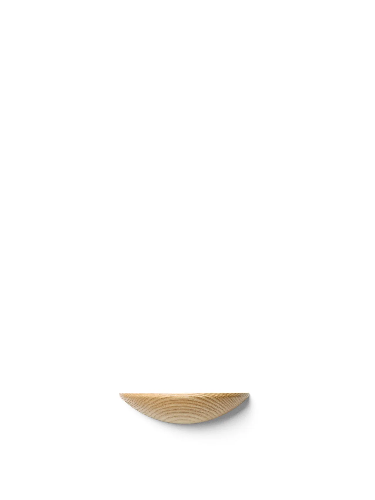 A small Gridy Fungi Shelf in light ash with a curved front. The wooden shelf is on a white background with a soft shadow.