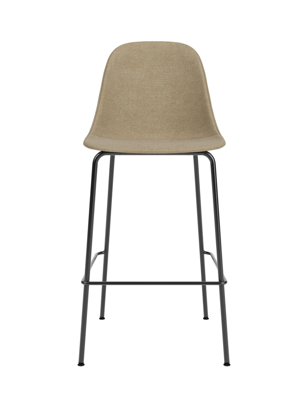 Harbour Side Counter Chair upholstered in beige Audo Bouclé 02 with slim black powder-coated steel legs.