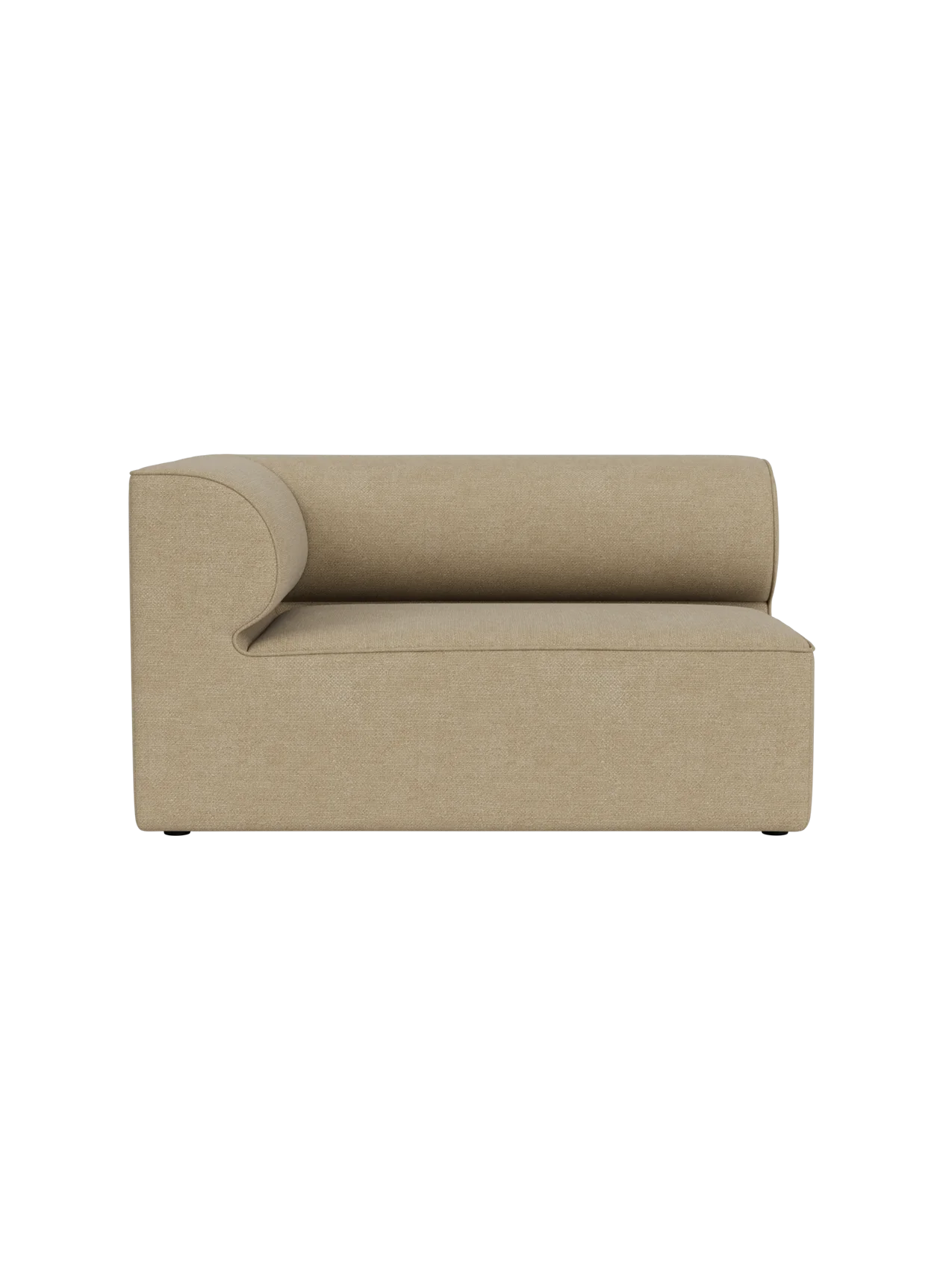 Top-down view of the Eave Modular Sofa Corner 129 module, upholstered in light beige Audo Bouclé 02 fabric.