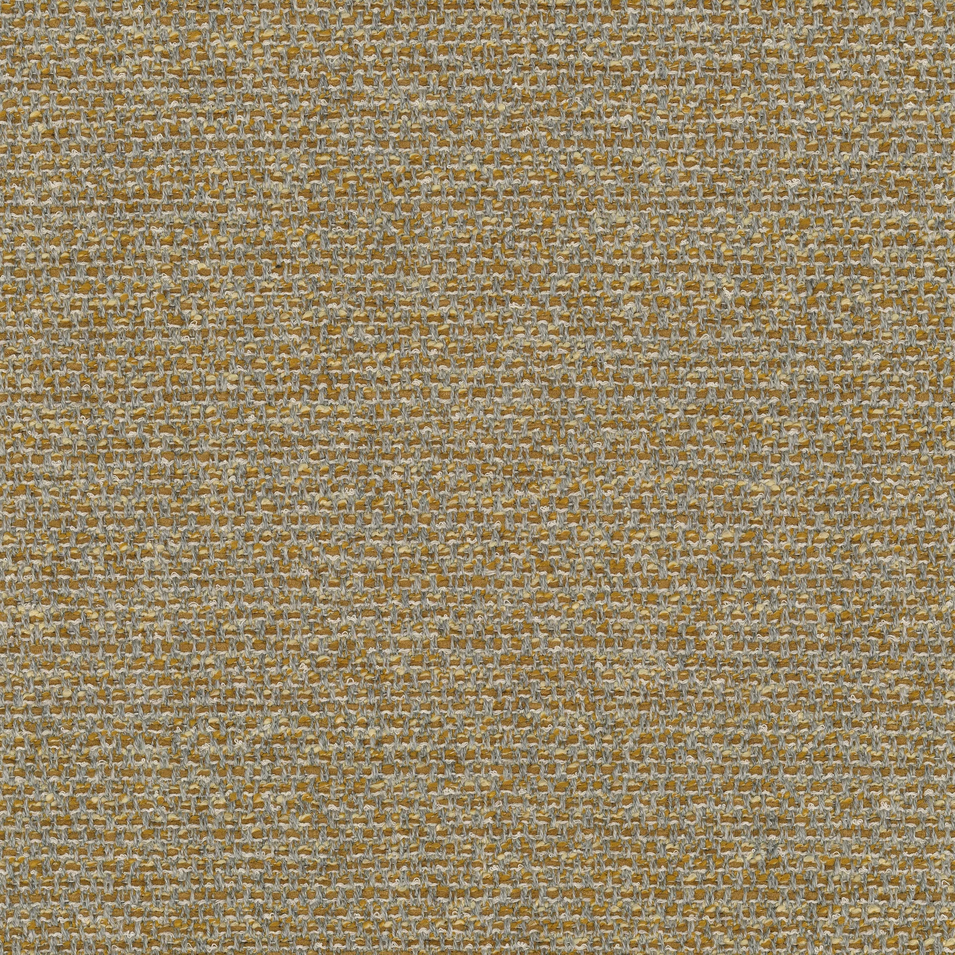 Close-up of Savanna 0442 fabric, a textured, chunky weave with interwoven mustard yellow, light grey, and cream threads.