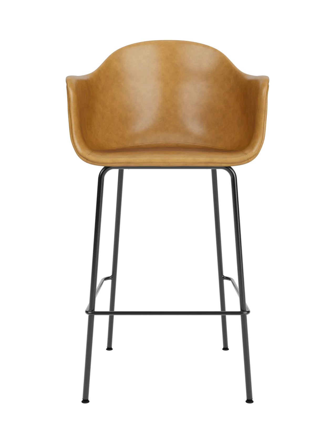 Tan leather Harbour Bar Chair in Dakar 0250 with a sculptural seat and slim black powder-coated steel legs.