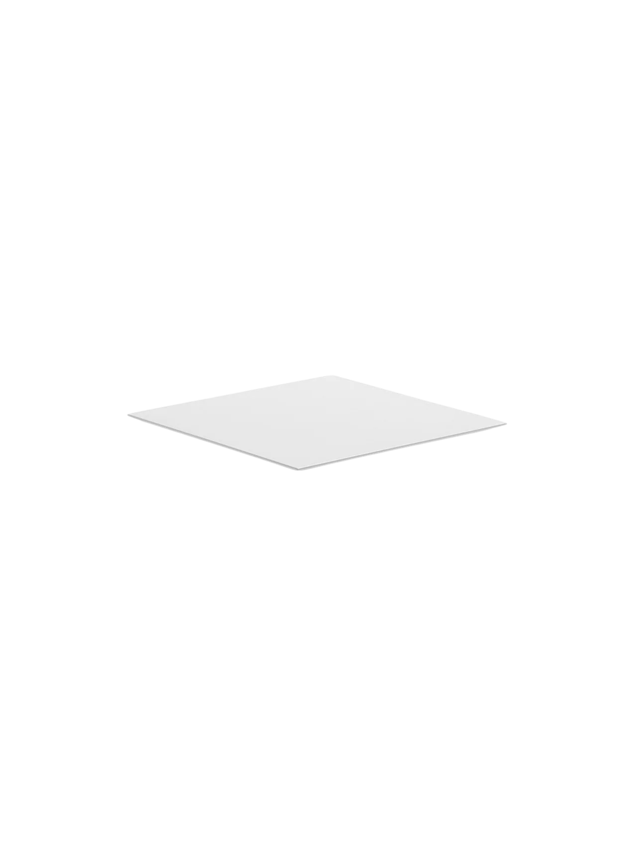 A white, square Base for Kubus 4, shown at an angle against a plain black background.