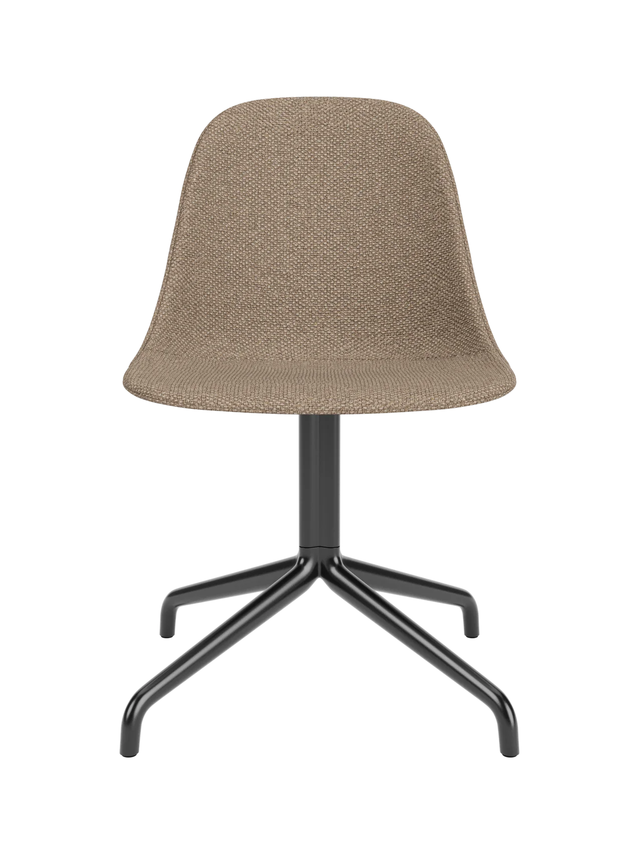 Harbour Side Dining Chair in Logan Flint upholstery with a black star swivel base, viewed from the front.