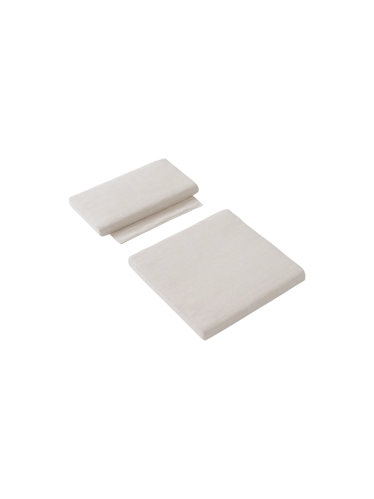 Bloss Garden Lounge Chair Cushion Set in soft off-white textile, shown from an angle against a black background.