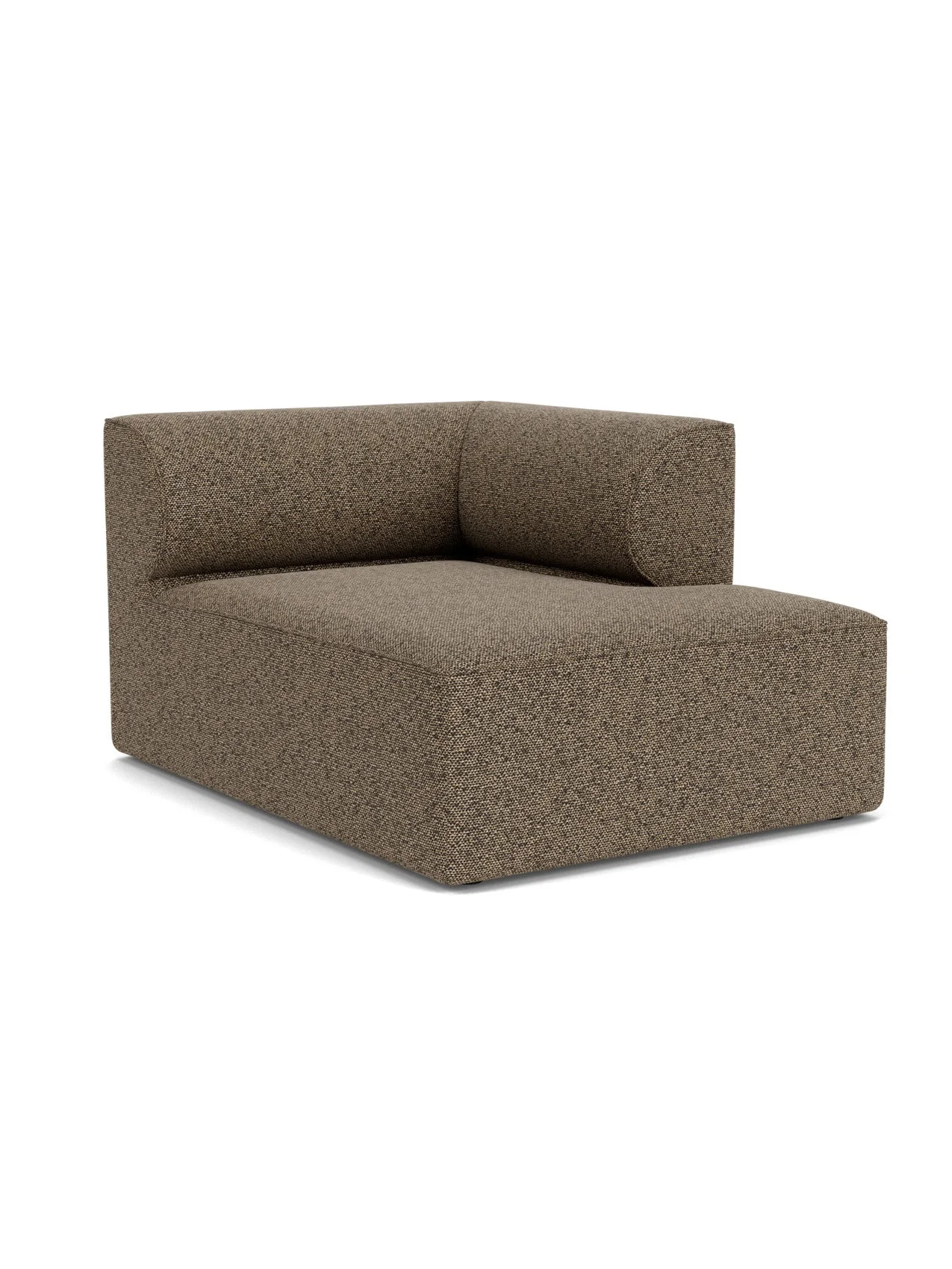 Eave Modular Sofa, 96, Chaise Longue right-corner module in Safire 001, a textured brown fabric, shown on a white background.