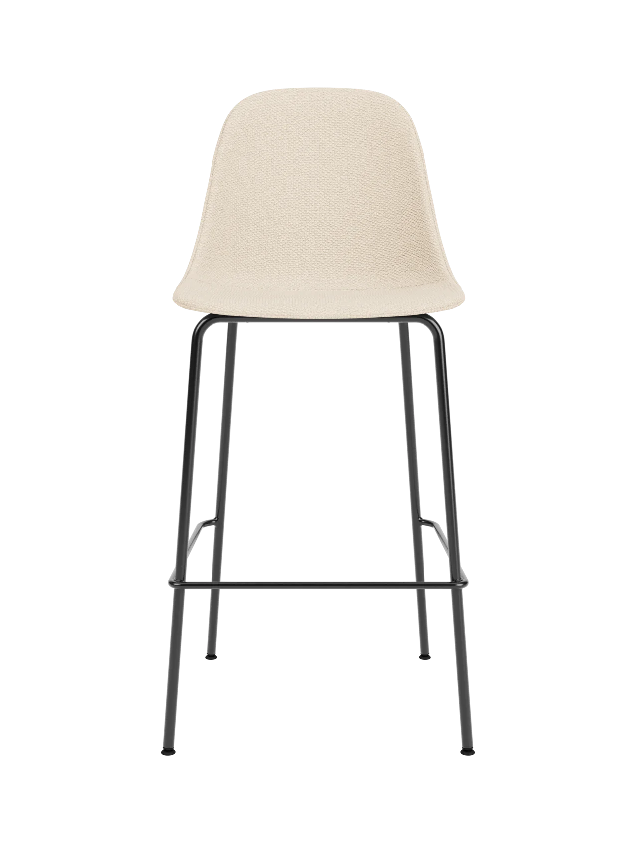 Harbour Side Bar Chair in Logan Jasmine upholstery with a slender black powder-coated steel base.