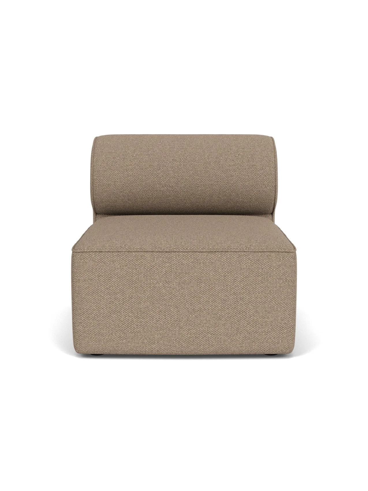 Front view of the Eave Modular Sofa, 96, Open Section, upholstered in a textured, light brown Logan Flint fabric.