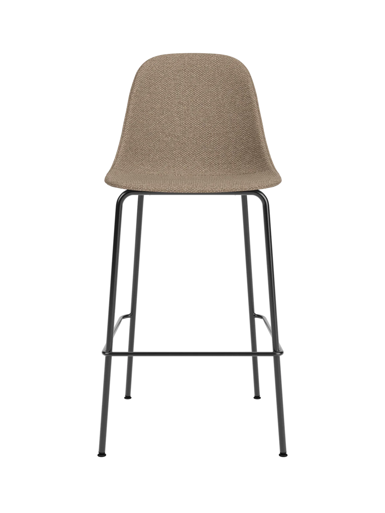 Upholstered Harbour Side Bar Chair in Logan Flint fabric with a slender black powder-coated steel base.