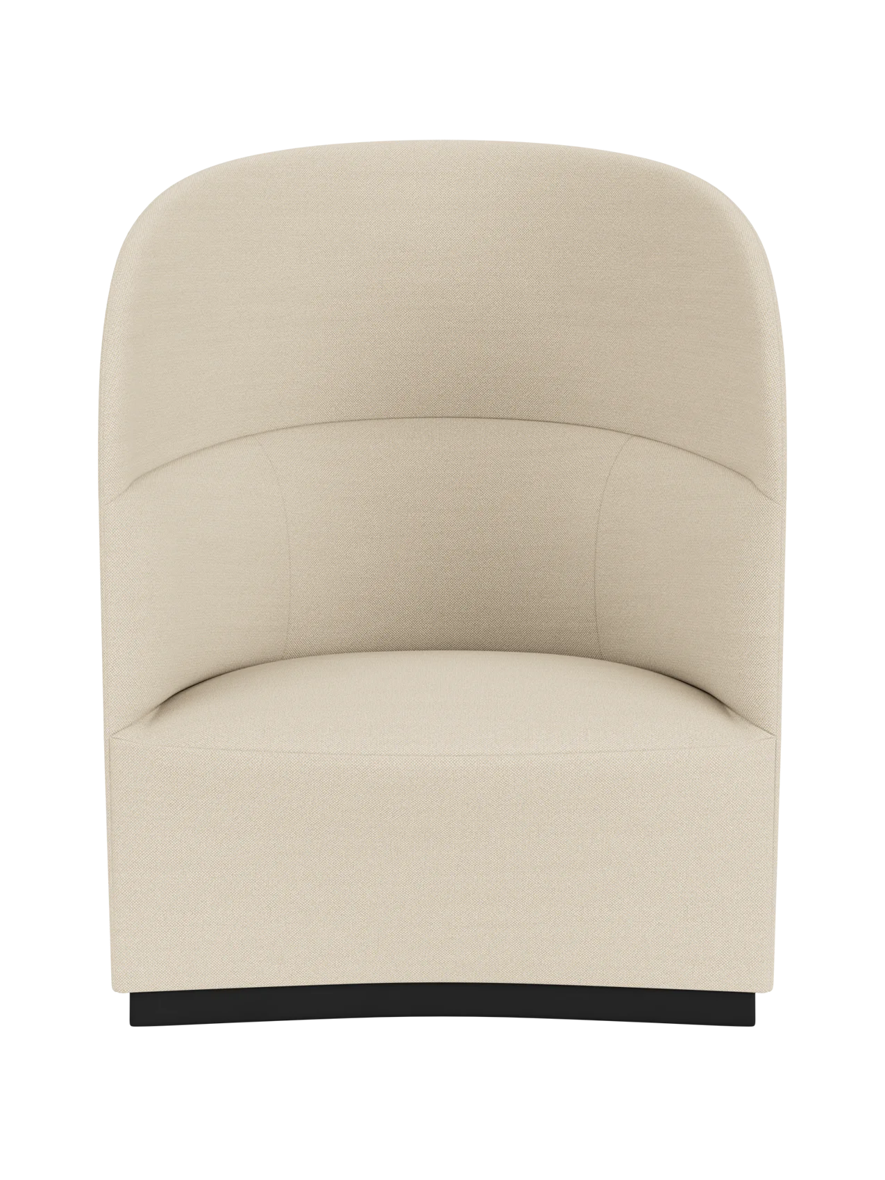 A front-on, slightly elevated view of the Tearoom Lounge Chair, High Back, upholstered in light beige Hallingdal 200 fabric.