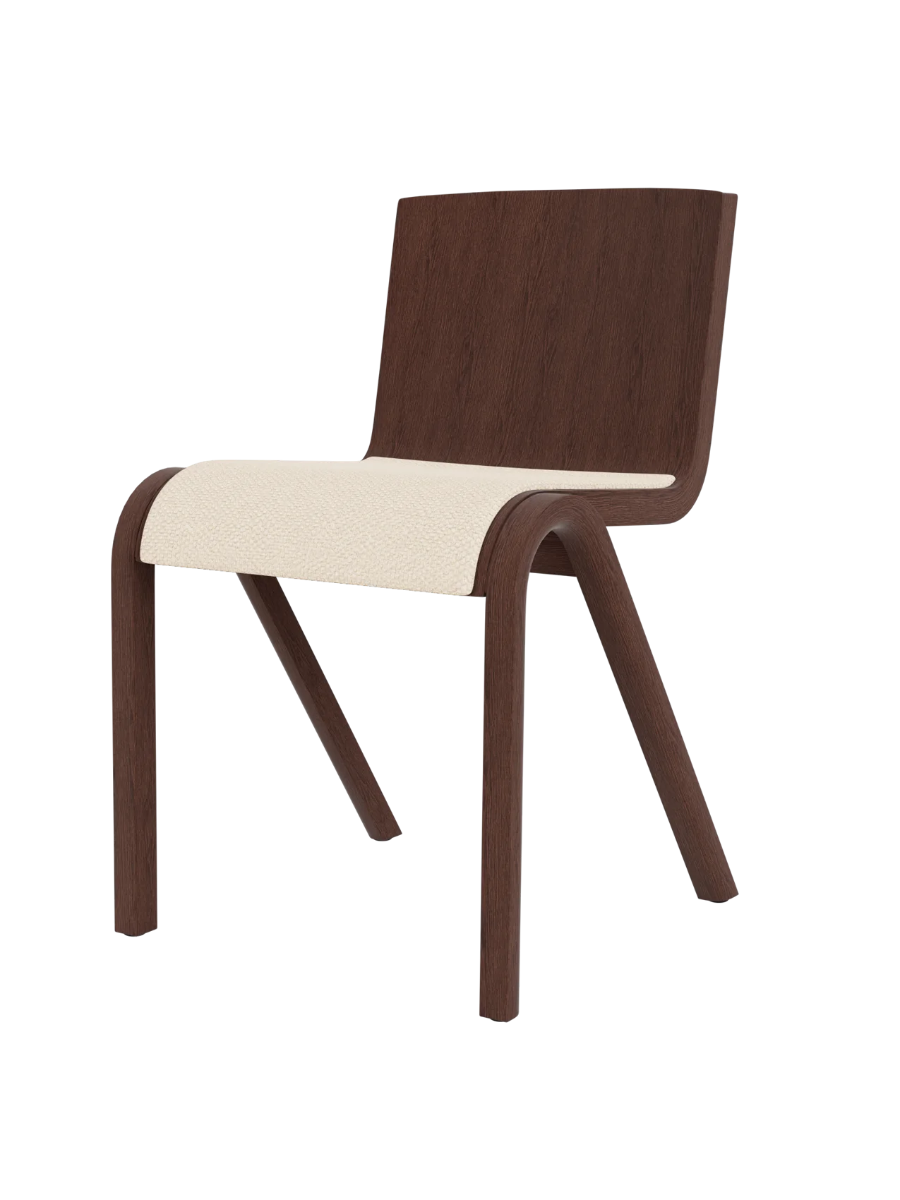 Ready Dining Chair in red stained oak with a cream Logan Jasmine upholstered seat and sculptural cantilevered frame.