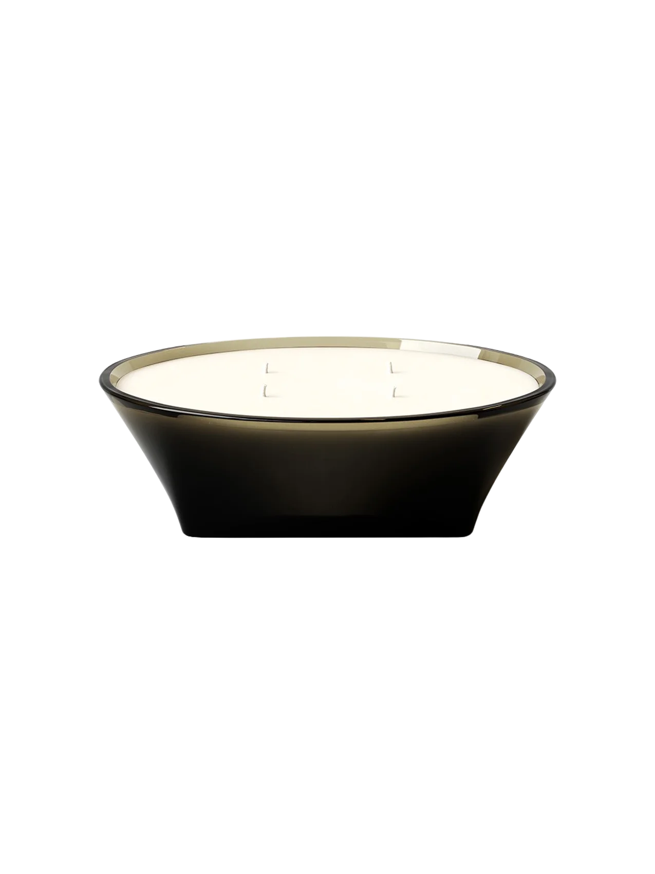 The Olfacte Private View Statement Candle, a four-wick candle with off-white wax in a wide, translucent dark glass bowl.
