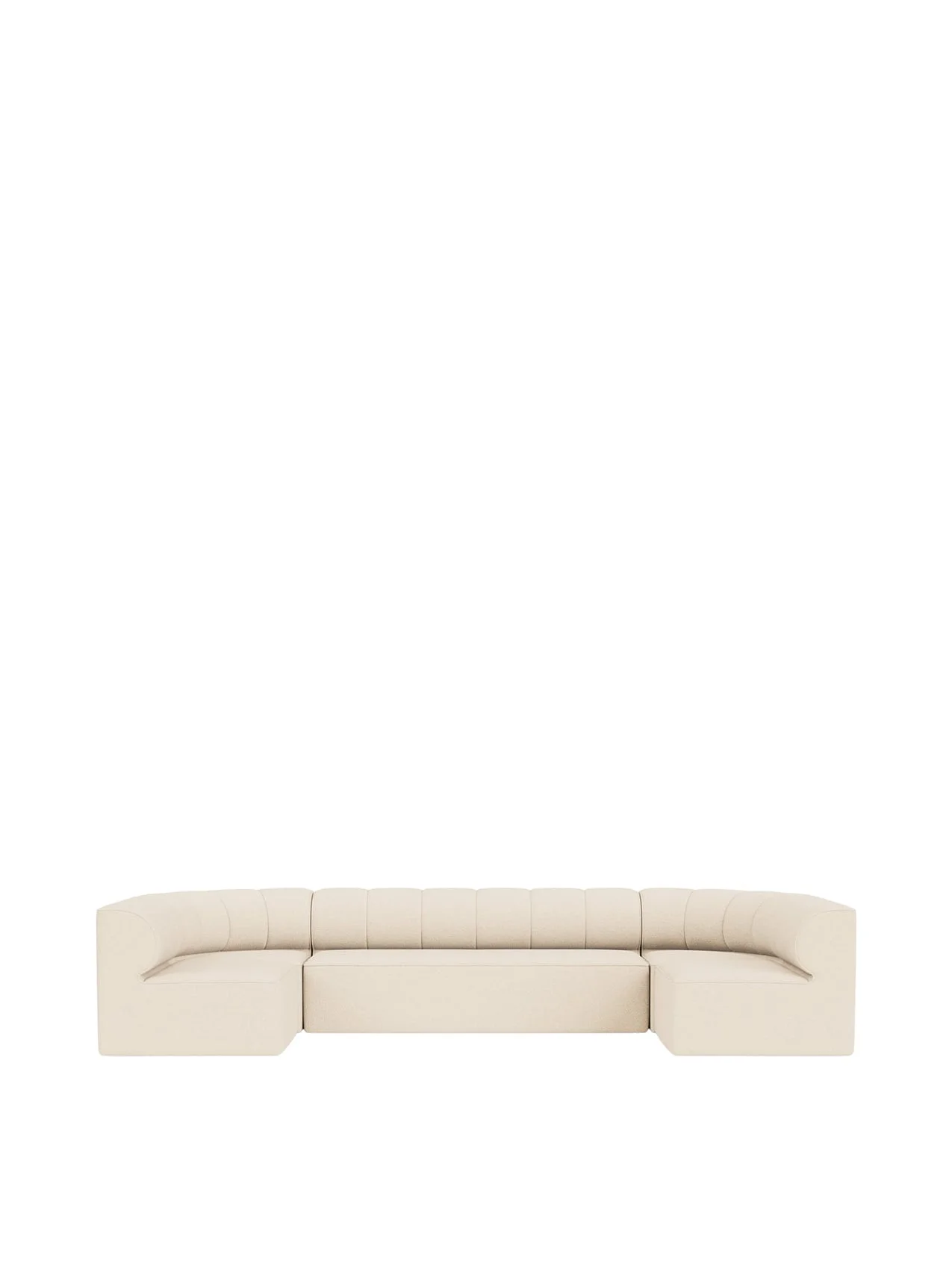 A front-facing view of the Eave Seamline Modular Sofa 86, 4-Seater, Configuration 2, upholstered in a light cream fabric.