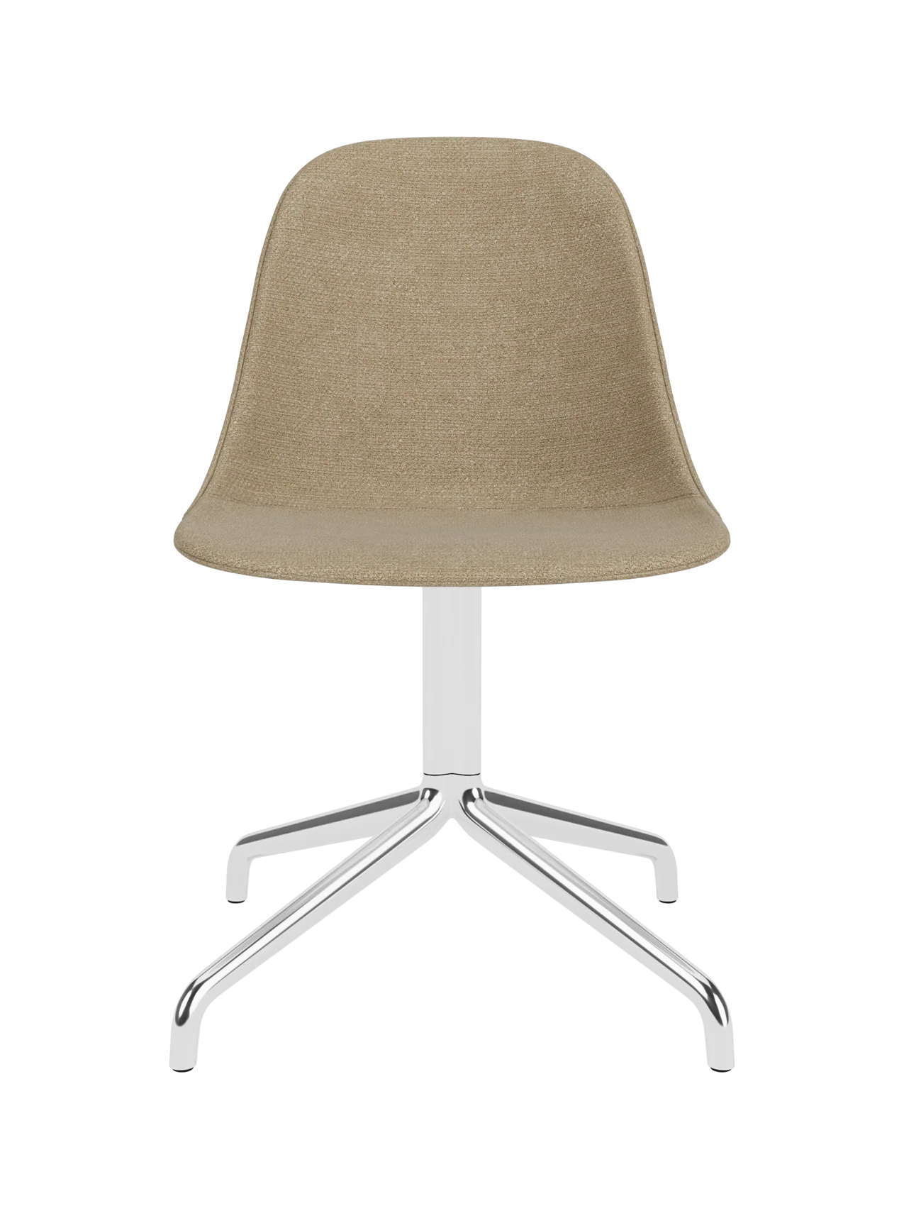 Harbour Side Dining Chair with tan Audo Bouclé upholstery and a polished aluminium star base.
