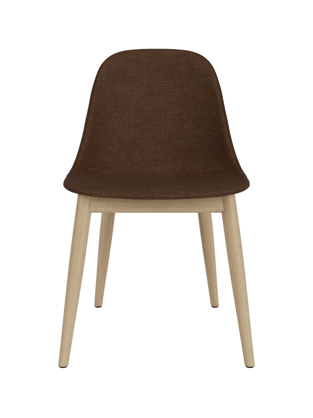Upholstered Harbour Side Dining Chair in brown Audo Bouclé 07 with a natural oak wooden base.