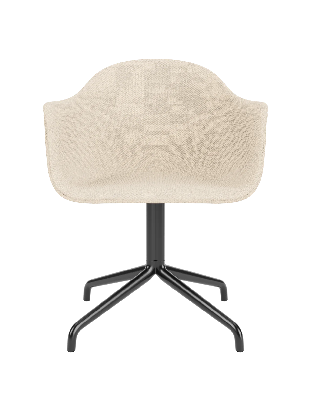 Harbour Dining Chair in Logan Jasmine upholstery featuring a sleek black star base on a white background.