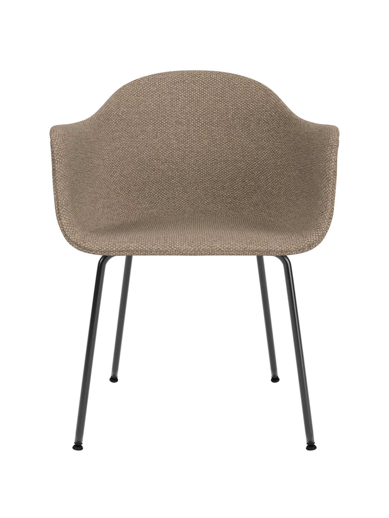 Harbour Dining Chair with textured Logan Flint upholstery and slim black steel legs against a white background.