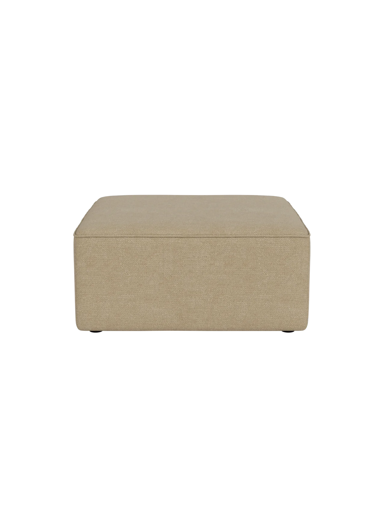 Front view of the Eave Modular Sofa 86 Pouf in a light beige Audo Bouclé 02 fabric, shown against a plain black background.