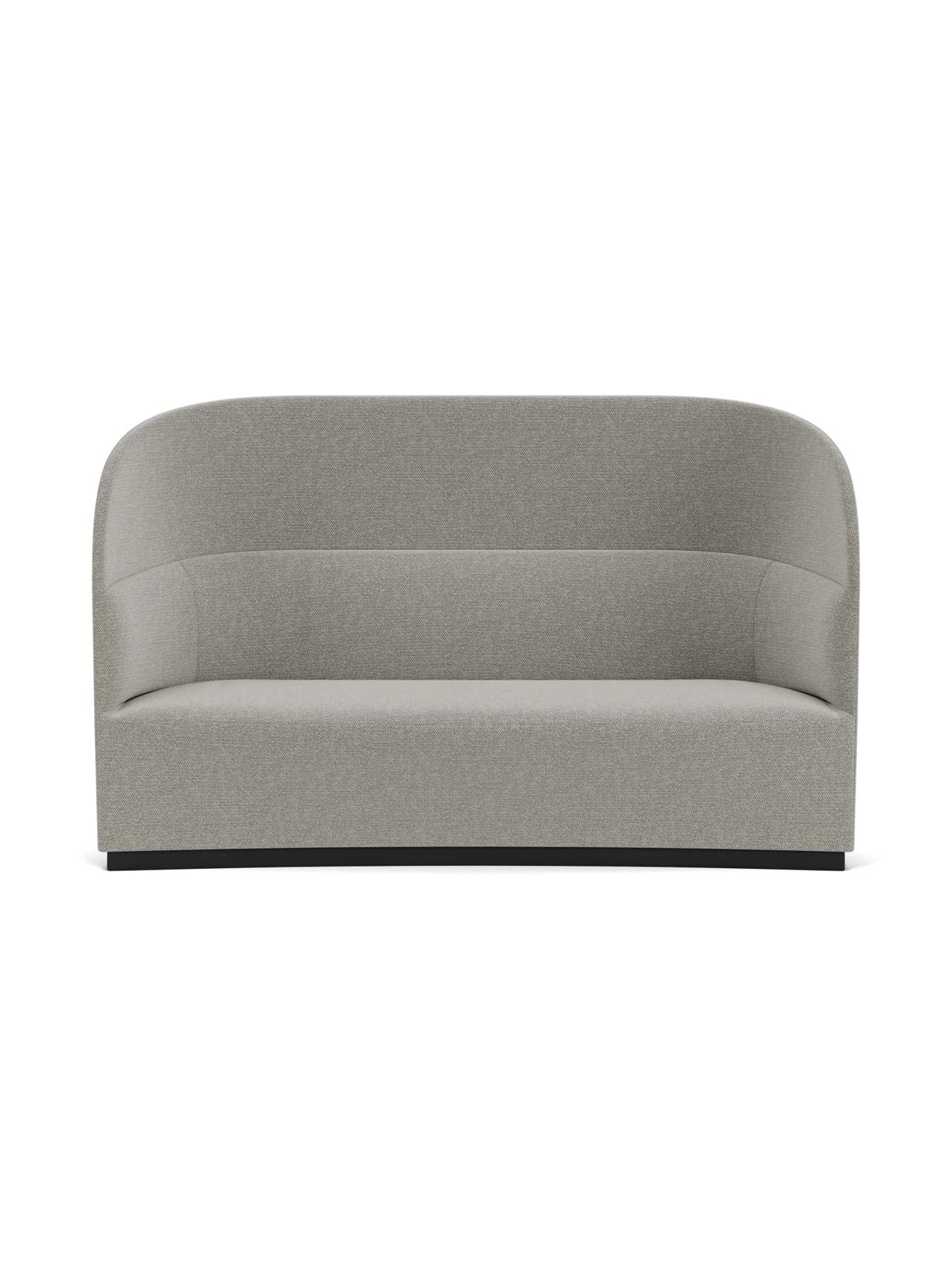 The Tearoom Sofa, High Back in Safire 006 fabric. A front view showing its curved, high-backed silhouette and dark base.