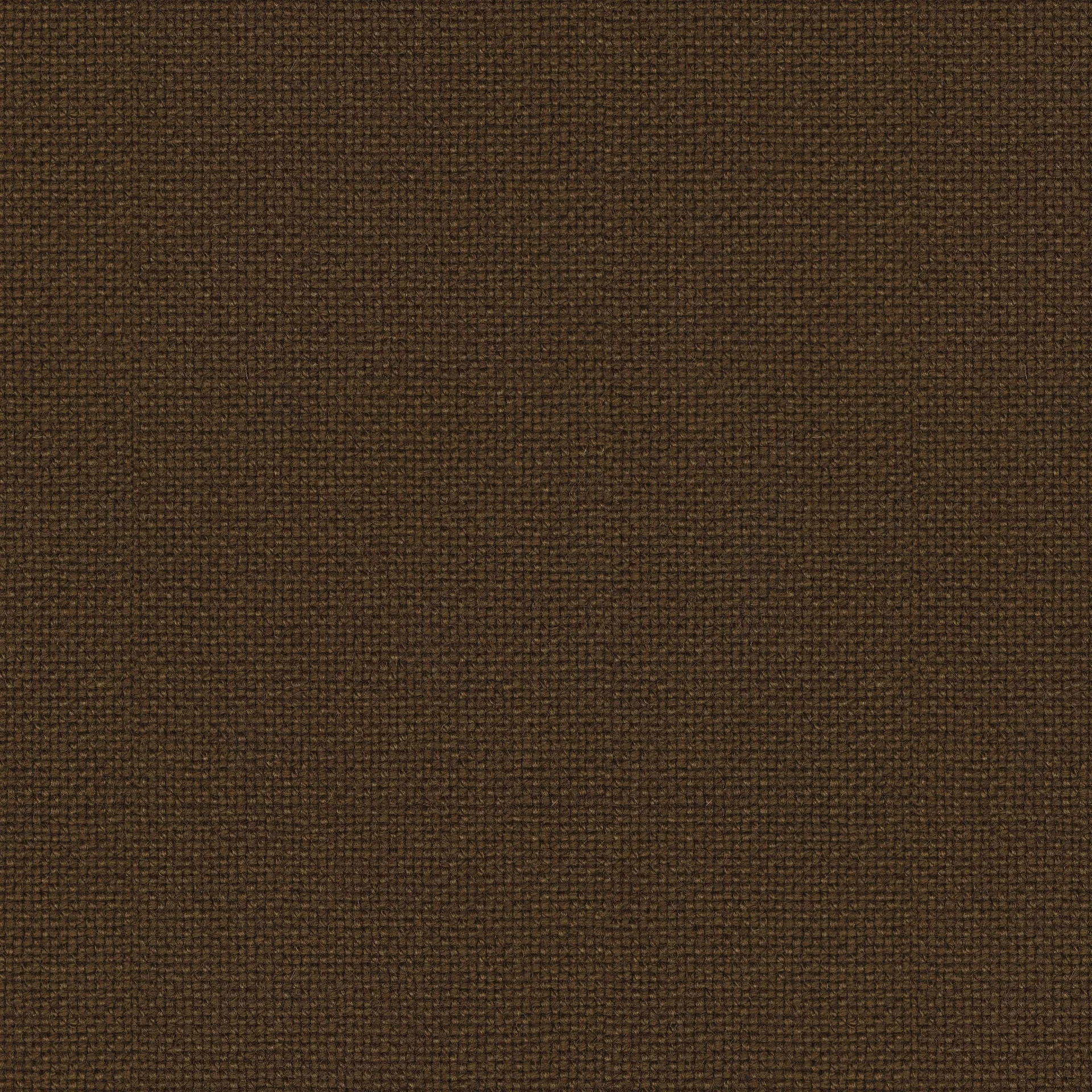 Close-up of dark brown woven wool upholstery fabric with coarse, textured square weave