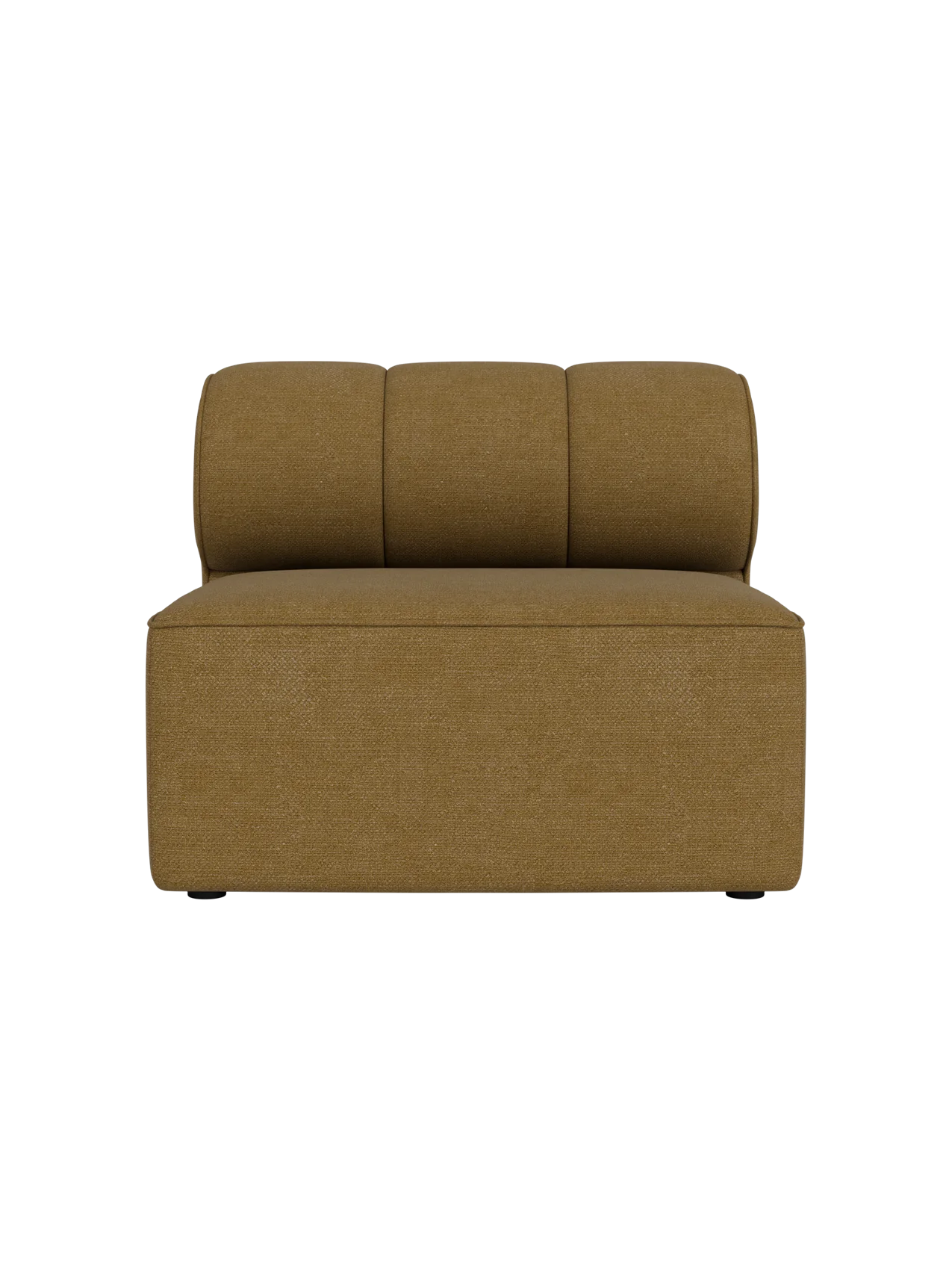 A front view of the Eave Seamline Modular Sofa 86 Open Section, upholstered in a textured, brown Audo Bouclé 06 fabric.
