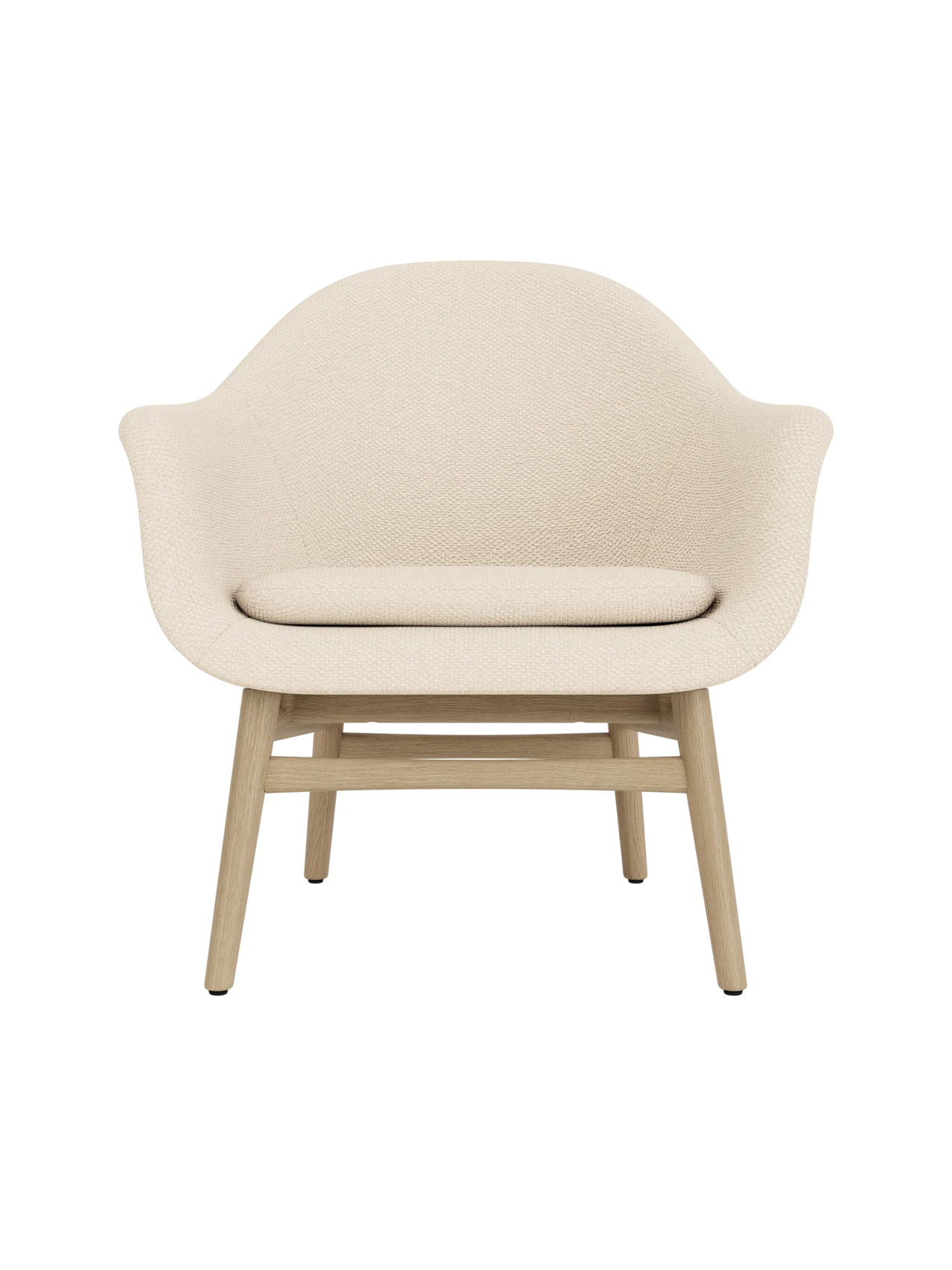 Harbour Lounge Chair featuring cream Logan Jasmine upholstery and a solid natural oak wood frame.