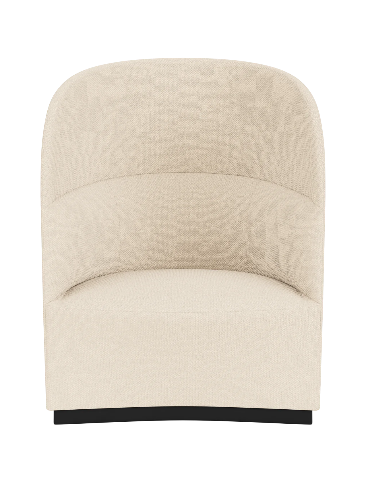 The Tearoom Lounge Chair, High Back, shown from the front. Fully upholstered in a textured, light cream Logan Jasmine fabric.
